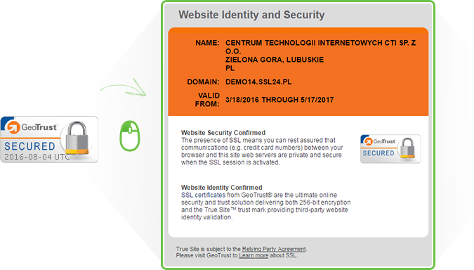 GeoTrust True Site Seal - certyfikaty OV i EV